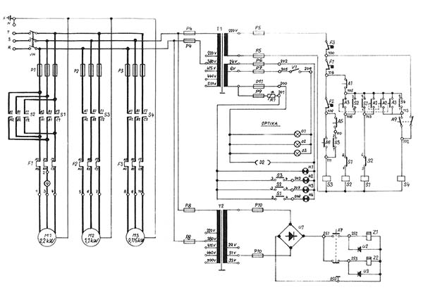 Електрична схема універсального фрезерного верстата TOS FN-40